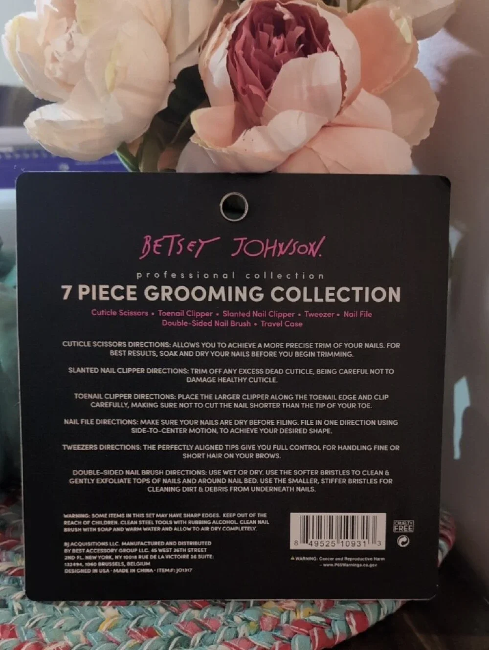 Betsey Johnson Pink 7-Piece Grooming Set with Brush